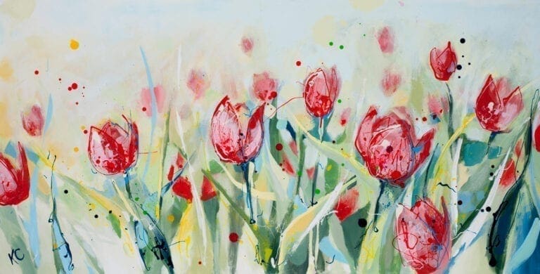 When Dreams Come True - Embellished Floral Tulip Print, 65x33cm with Mount Options